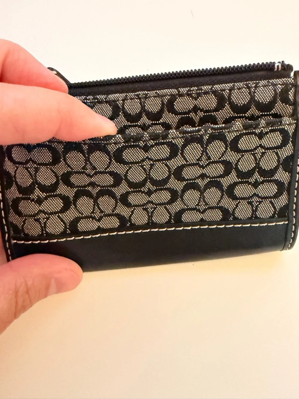 Coach Black and Gray Signature Canvas Mini Skinny ID Case/Card Holder - Picture 3 of 4